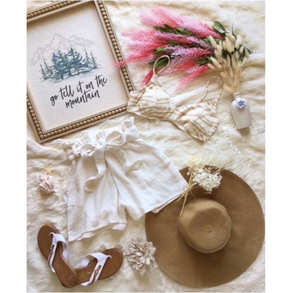 Billabong Cool Whip Woven High Waisted Shorts Sz M Ivory Western Coastal